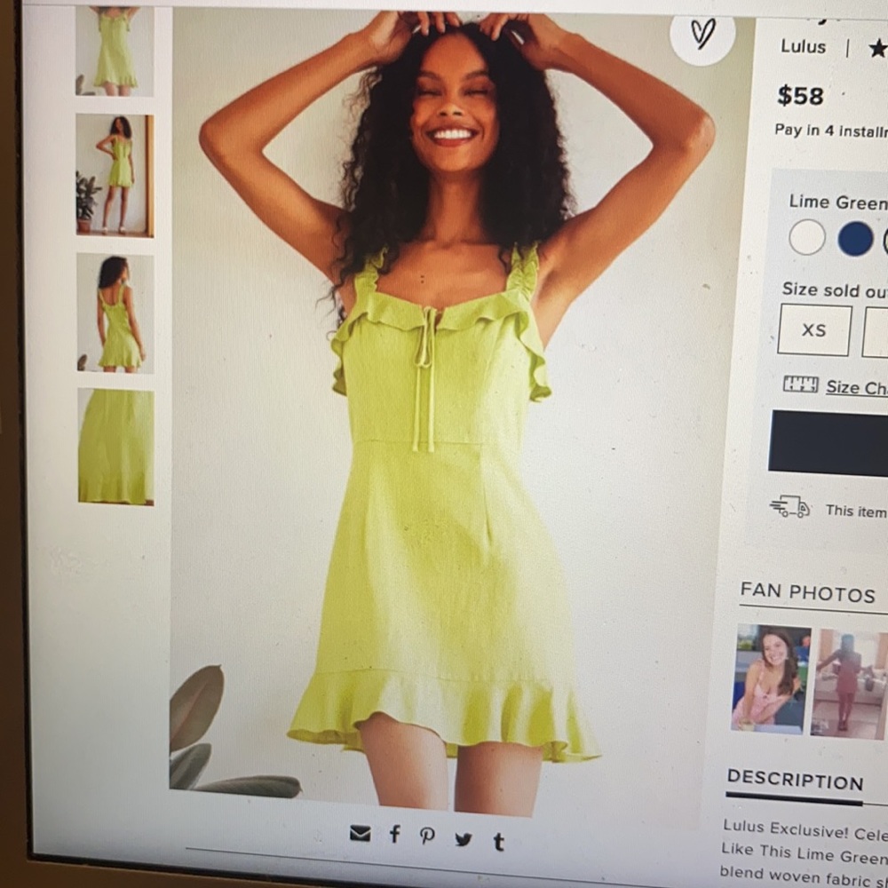 NWT lulus lime green mini dress